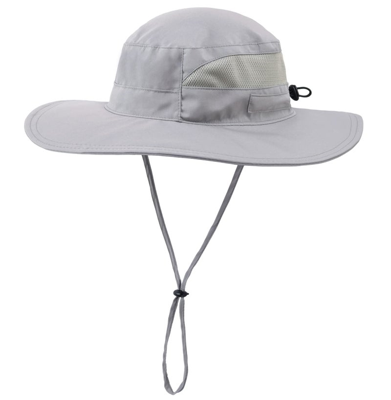 Connectyle Menâ€™s Outdoor Mesh Boonie Sun Hat Summer Wide Brim UV Protection Fishing Hat Safari Cap Gray - Image 1